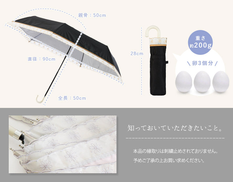 estaa(エスタ)晴雨兼用 折りたたみ日傘 オーガンジーマーガレット 遮光率99.99%