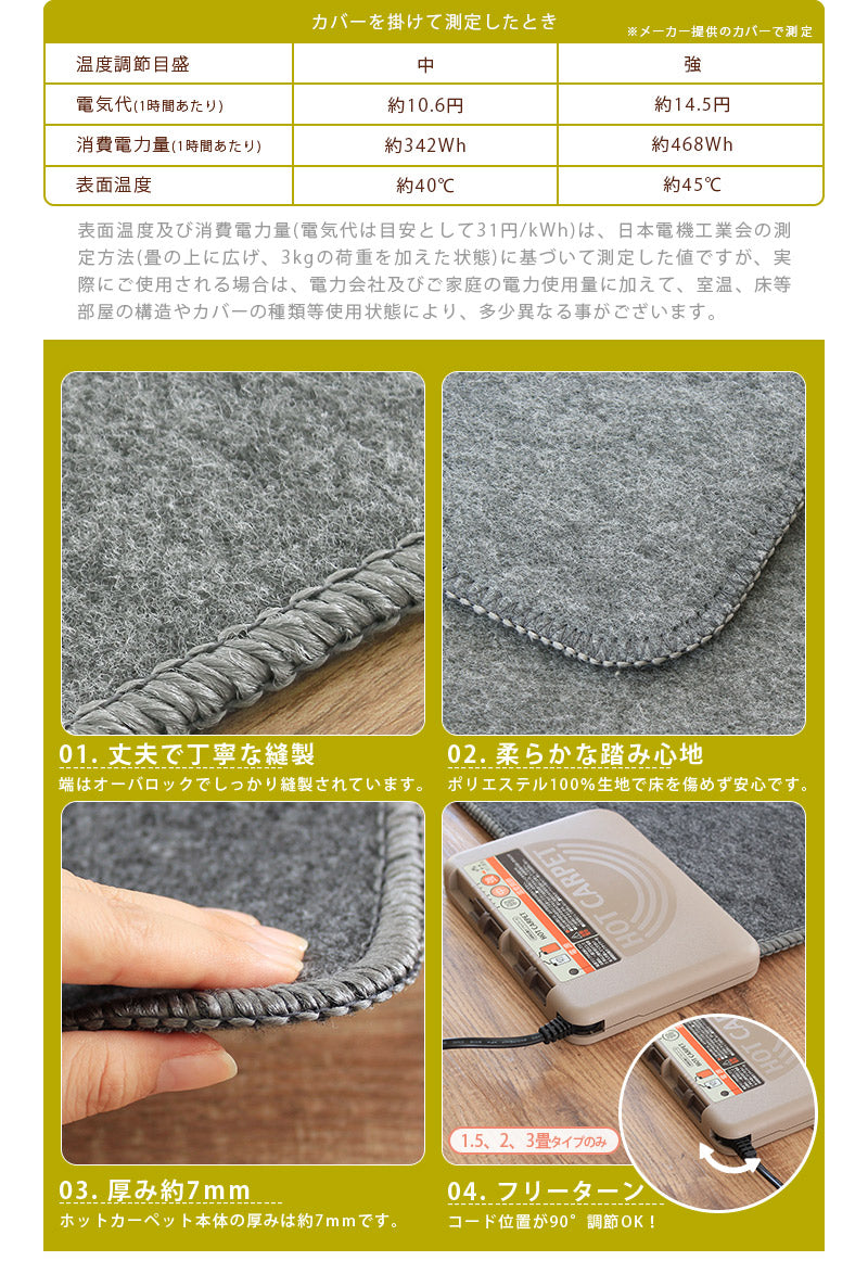 ホットカーペット本体 3畳 約195×235cm – 【公式】rugoo CARPET & HOME
