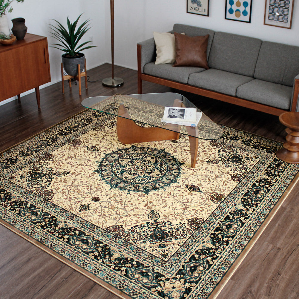 日本製 防炎モケットラグ ディアナ 2～6畳｜ペルシャ絨毯風 手洗いOK