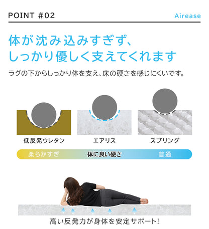 下敷きラグ 洗えて蒸れにくい エアリス　77×170×2.5cｍ