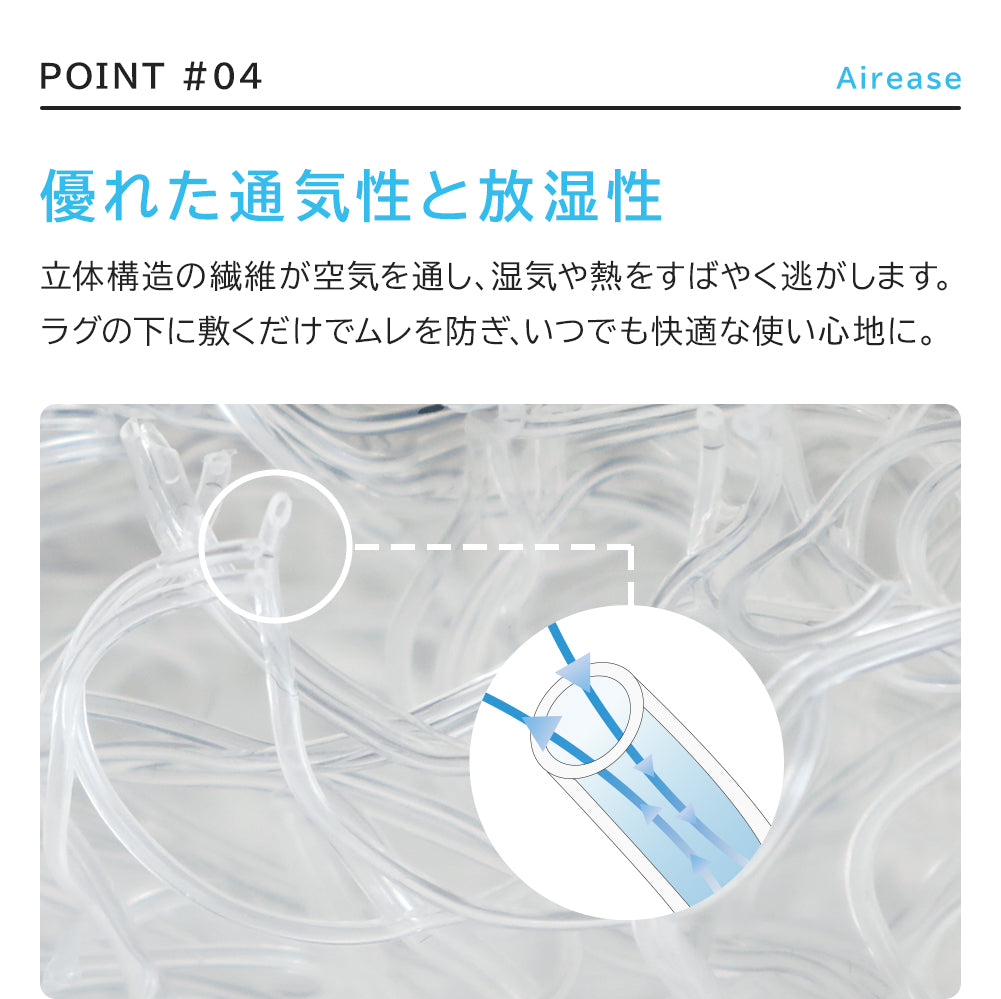 下敷きラグ 洗えて蒸れにくい エアリス　77×170×2.5cｍ